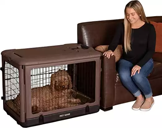 Pet Gear “The Other Door” 4 Door Steel Crate with Plush Bed + Travel Bag for Cats/Dogs